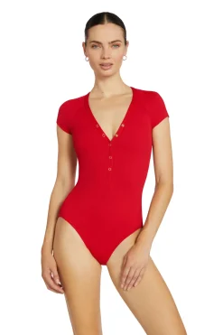 Amy Ribbed Raglan One Piece Swimsuit