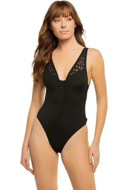 Charlie Rose V-Neck One Piece Swimsuit