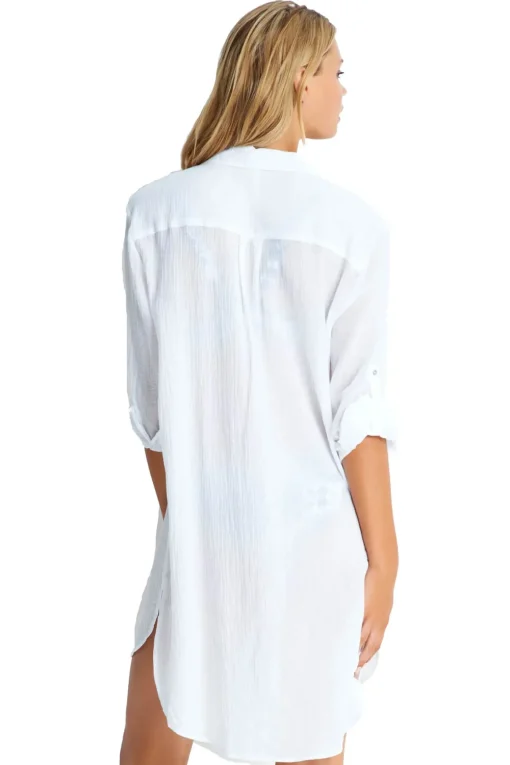 Crinkle Twill Beach Shirt Dress