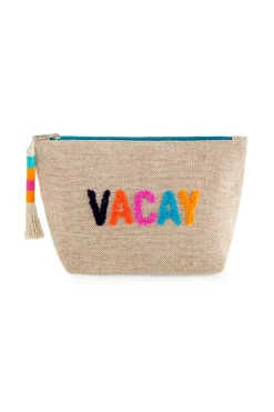 Embroidered Canvas Vacay Pouch