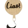 Embroidered CIAO Appliqué Straw Fan