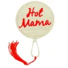 Embroidered Hot Mama Appliqué Straw Fan