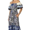 Embroidered Palm Maxi Dress