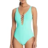Lace Up Plunge One Piece Swimsuit