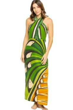 Linen Toucan Tree Midi Dress