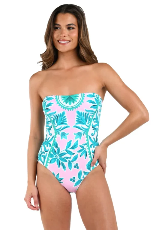 Opulent Palm Bandeau One Piece Swimsuit