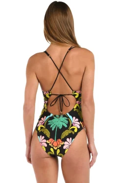 Palm Mirage Plunge One Piece Swimsuit