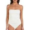 Shirred Bandeau One Piece Swimsuit