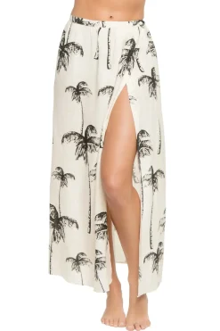 The Palm Button Front Linen Wrap Skirt