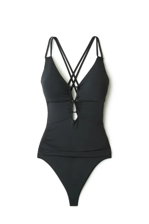 Underwire Lace Up One Piece Swimsuit