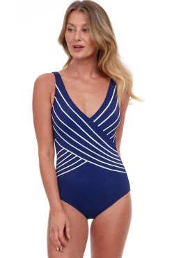 V-Neck Surplice One Piece Swimsuit