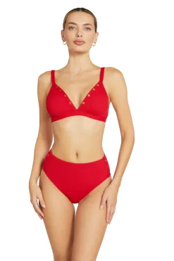 Amy Ribbed Triangle Bikini Top