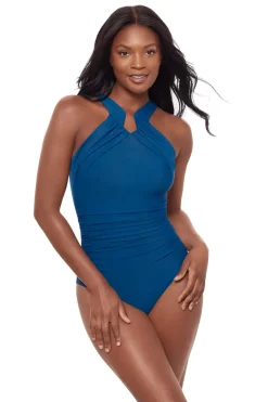 Aphrodite High Neck Notched One Piece Swimsuit