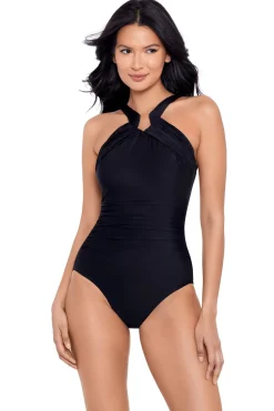 Aphrodite High Neck Notched One Piece Swimsuit