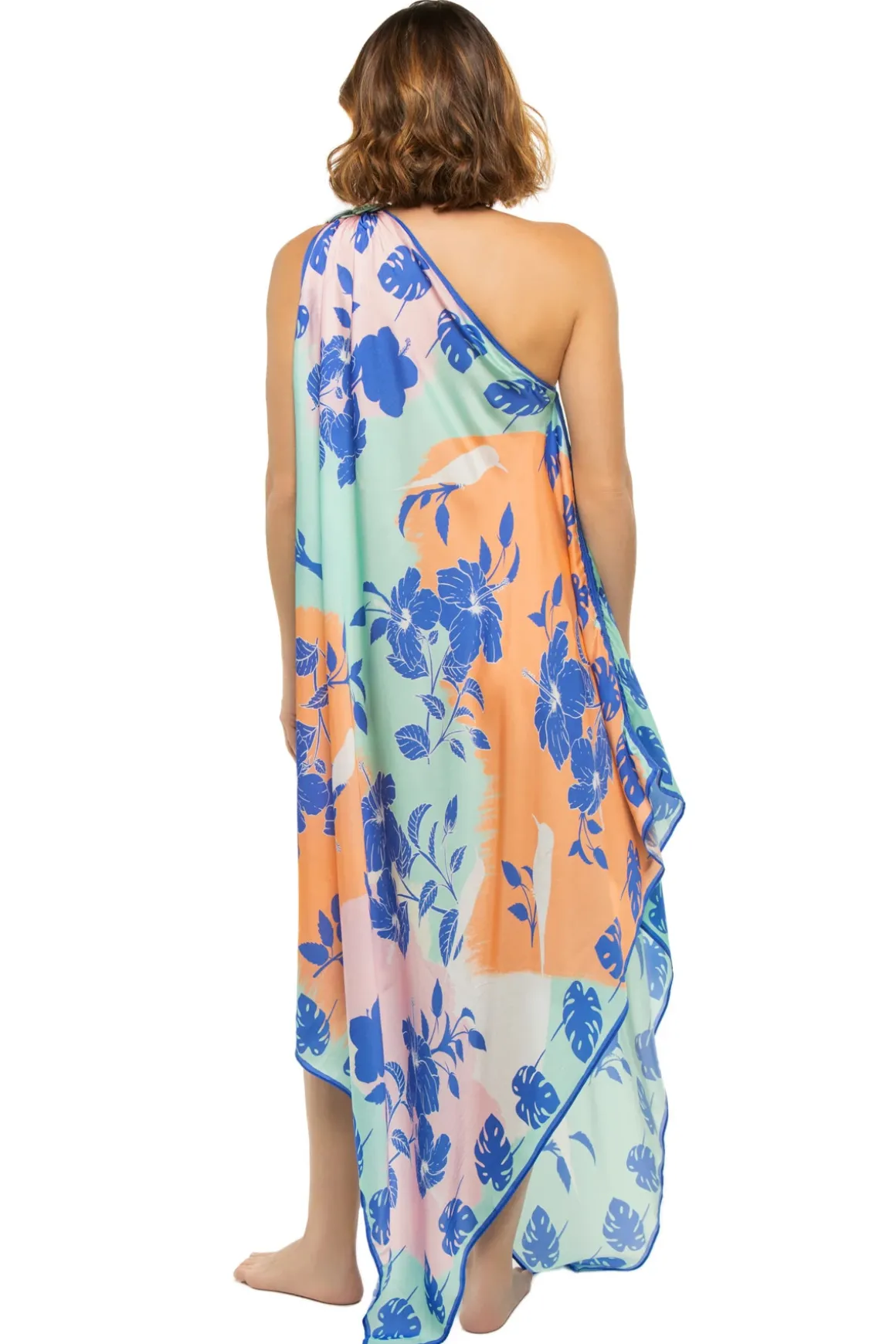 Asymmetrical Multi-Way Scarf Midi Dress