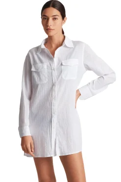 Button Down Cover Up Shirt Dress