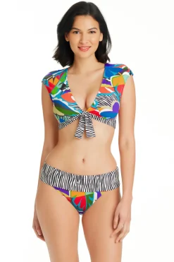 Cap Sleeve Crop Bikini Top
