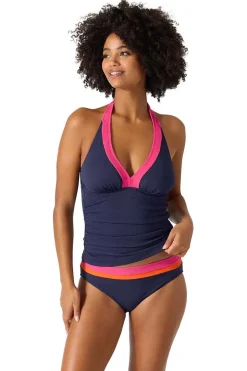 Color Block Halter Tankini Top