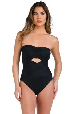 Convertible Draped Bandeau One Piece Swimsuit
