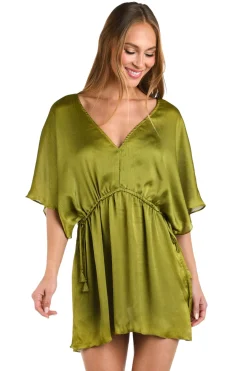 Crinkle V-Neck Tunic Cover Up