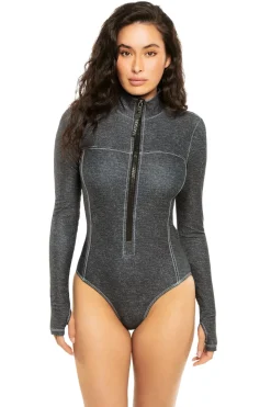 Danielle Black Denim Bodysuit