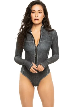 Danielle Black Denim Bodysuit