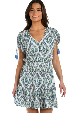 Deja-Blue V-Neck Mini Dress