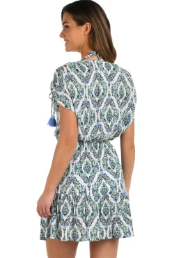 Deja-Blue V-Neck Mini Dress