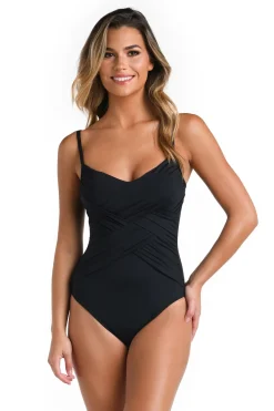 Draped Front One Piece Swimsuit