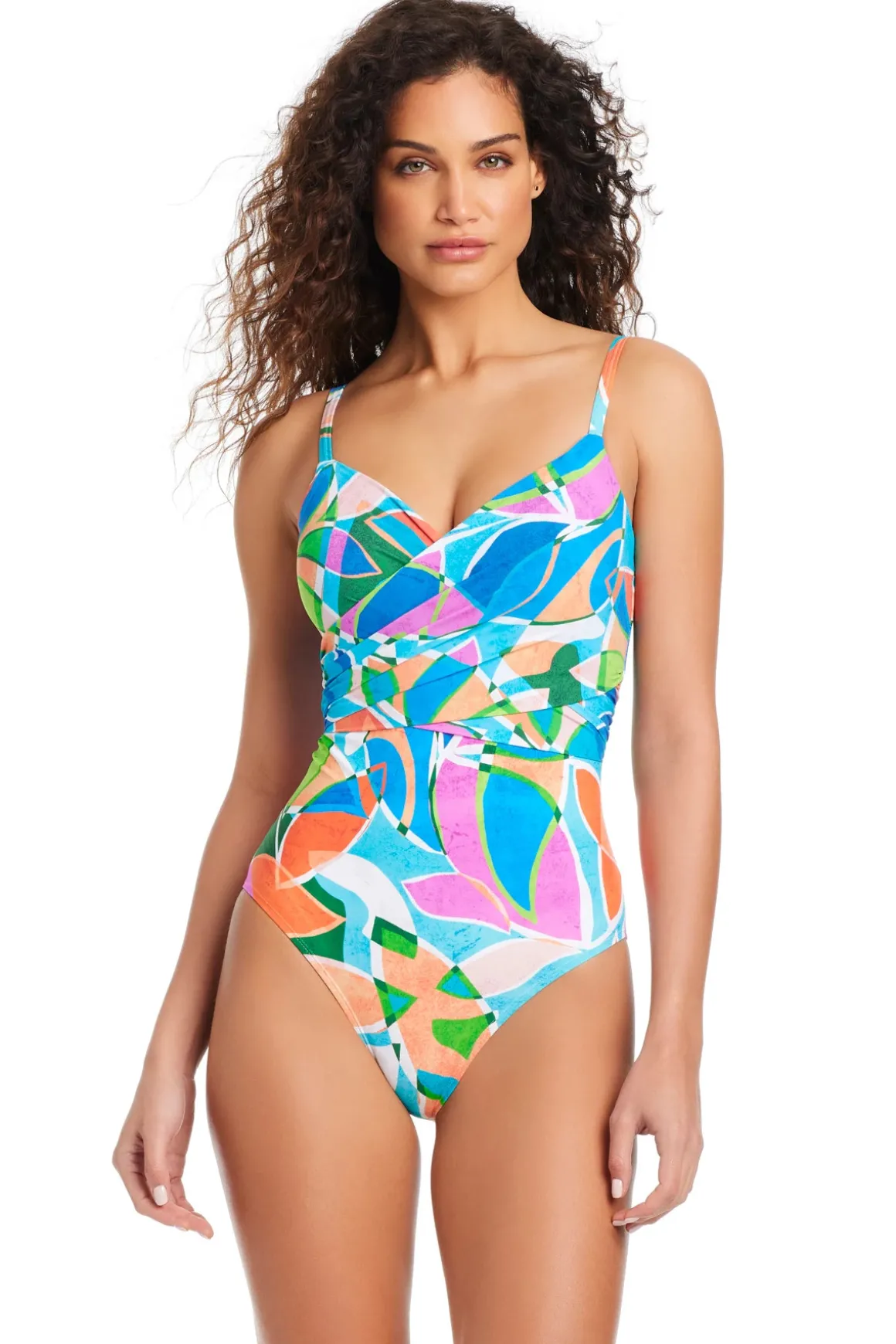 Draped One Piece Swimsuit