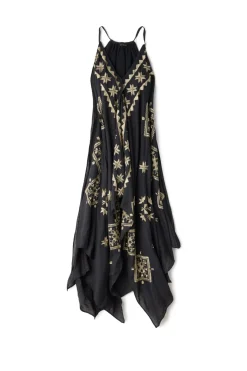 Embroidered Metallic Maxi Dress