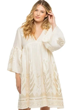 Embroidered Metallic Mini Dress