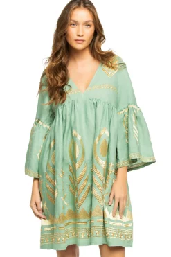 Embroidered Metallic Mini Dress