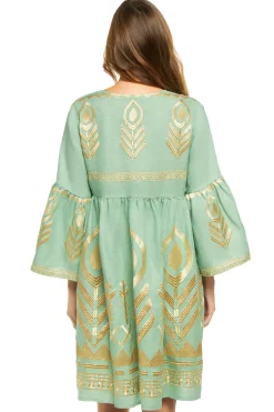 Embroidered Metallic Mini Dress