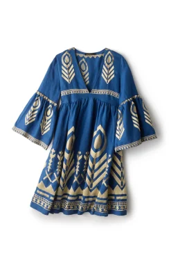 Embroidered Metallic Mini Dress