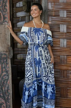 Embroidered Palm Maxi Dress