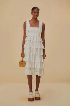 Embroidered Ruffle Midi Dress