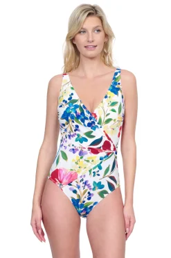 Garden Dream V-Neck One Piece Swimsuit