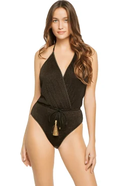 Glitter One V-Neck One Piece Swimsuit