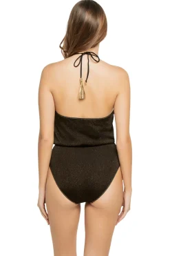 Glitter One V-Neck One Piece Swimsuit