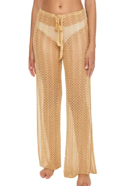 Golden Metallic Crochet Pants