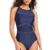 High Neck Mesh One Piece Swimsuit