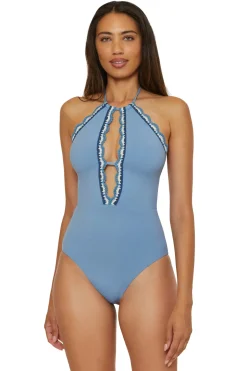 High Neck Plunge One Piece Swimsuit