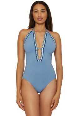 High Neck Plunge One Piece Swimsuit