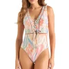 Lace Up Plunge One Piece Swimsuit