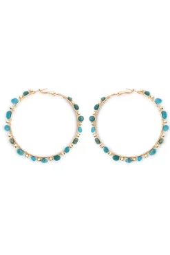 Large Stone Hoop Earrings