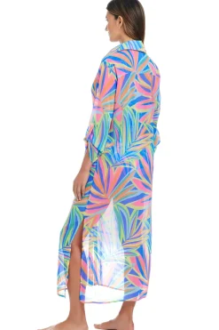Long Chiffon Shirt Dress Cover Up