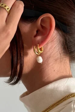 Melrose Mini Hoop Pearl Earring