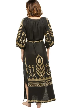 Metallic Embroidered Maxi Dress