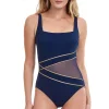 Metallic Mesh One Piece Swimsuit